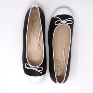 Ferresi Bow Flats - Italian Leather -B&W